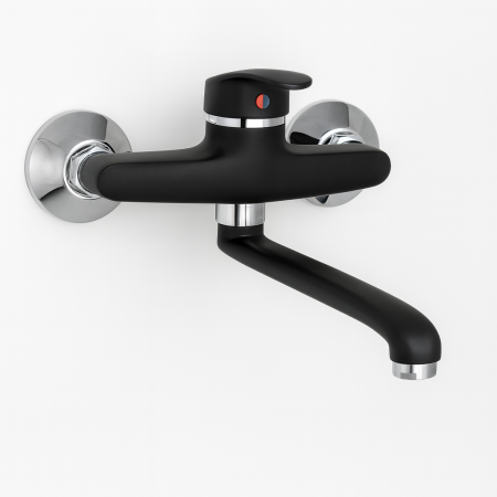 Baterii baie - Baterie de perete monocomandă pentru chiuvetă/lavoar – finisaj negru mat - Italomix  25512