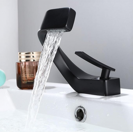 Baie - Baterie lavoar monocomanda, cascada, alama, negru mat Aztec FL41413