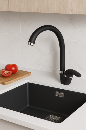 Baterie monocomandă pentru chiuvetă/bucătărie – finisaj negru mat - Italomix 25511 [1]