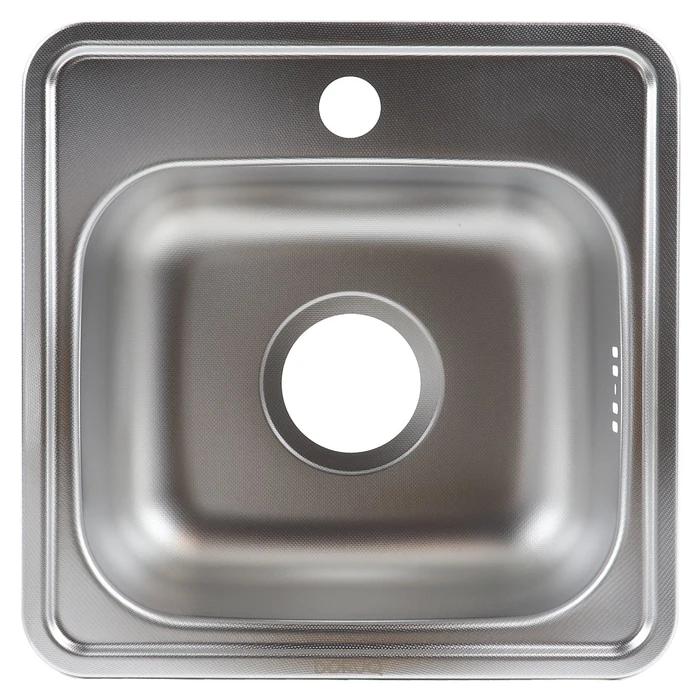 Chiuvete bucatarie - Chiuveta bucatarie inox anticalcar, patrata, 38 x 38 cm, adancime cuva 14 cm Doruq 1616, montaj pe blat, cu orificiu baterie