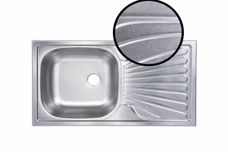 Chiuveta de bucatarie 1654 cuva pe stanga, de masca 50 x 80 cm, 0.6 + sifon cu preaplin mare, ventil inox Ø40 [1]