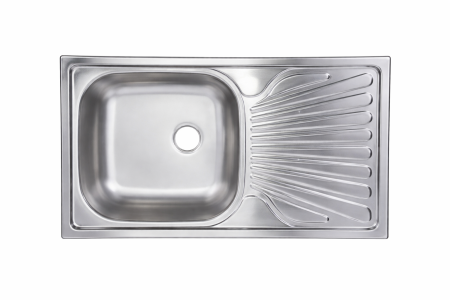 Chiuvete bucatarie - Chiuveta de bucatarie 1654 cuva pe stanga, de masca 50 x 80 cm, 0.6 + sifon cu preaplin mare, ventil inox Ø40