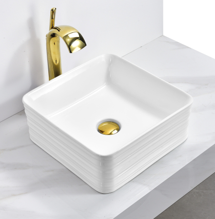 Lavoare - Lavoar pe Blat Alb din Ceramică – 38 x 38 x 15 cm - 8333