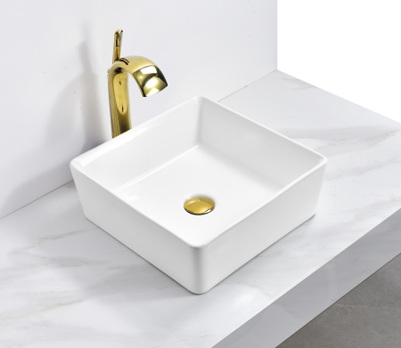 Lavoare - Lavoar pe Blat Alb, din Ceramică 40 x 40 x 14 cm - 8353