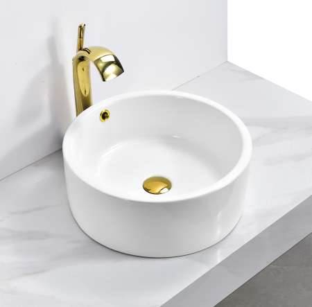 Lavoare - Lavoar pe Blat Alb, Rotund, din Ceramică 41.5 x 41.5 x 17 cm - 8012