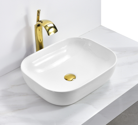 Lavoare - Lavoar pe blat alb, tip bol, din ceramică – 50 x 40 x 14.5 cm - 8005