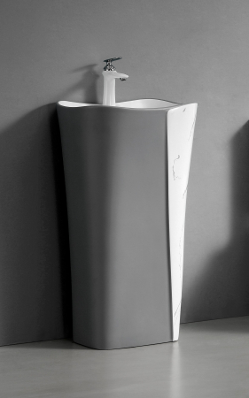 Lavoar stativ freestanding 46 x 36 x 85 cm finisaj gri mat și marmură P3202MG [1]