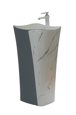 Baie - Lavoar stativ freestanding 46 x 36 x 85 cm finisaj gri mat și marmură P3202MG