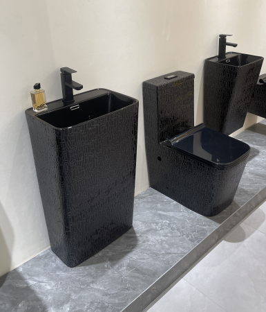 Lavoar stativ freestanding, 46x36x84 cm glazură neagră artizanală P3201CR5 [4]