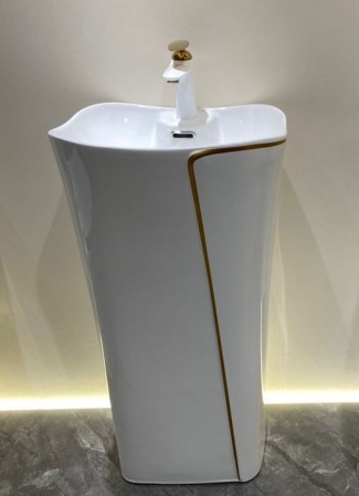 Lavoar stativ freestanding, 46x36x85 alb lucios/auriu P3202WG [1]