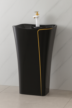 Lavoare - Lavoar stativ freestanding, 46x36x85 cm negru/auriu P3202BG
