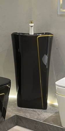 Lavoar stativ freestanding, 46x36x85 cm negru/auriu P3202BG [1]