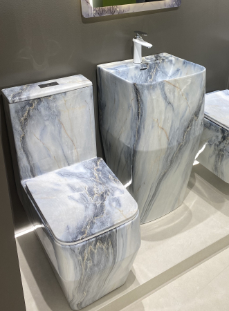 Lavoar stativ freestanding, ceramică sanitară, finisaj alb-gri-albastrui 48 x 43 x 85 cm - P3133CW72 [2]