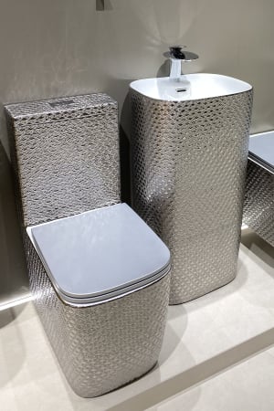 Lavoar stativ freestanding, ceramică sanitară, finisaj argintiu – 46 × 38 × 84 cm - P3214CR6S [1]