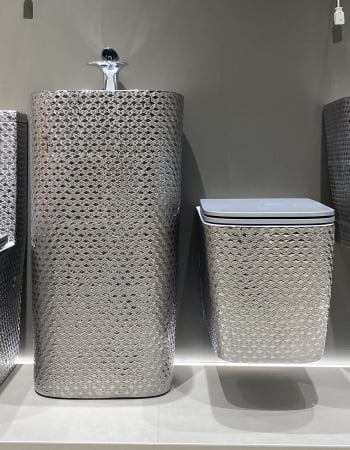 Lavoar stativ freestanding, ceramică sanitară, finisaj argintiu – 46 × 38 × 84 cm - P3214CR6S [2]