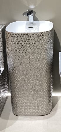 Baie - Lavoar stativ freestanding, ceramică sanitară, finisaj argintiu – 46 × 38 × 84 cm - P3214CR6S