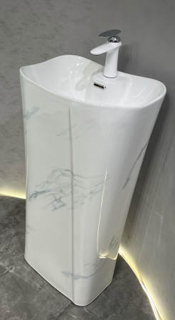 Lavoar stativ freestanding, ceramică sanitară, finisaj marmură - 46 x 36 x 85 cm P3202UG [2]
