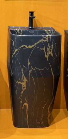 Baie - Lavoar stativ freestanding, ceramică sanitară, finisaj negru/auriu 48 x 43 x 85 cm - P3133CW68