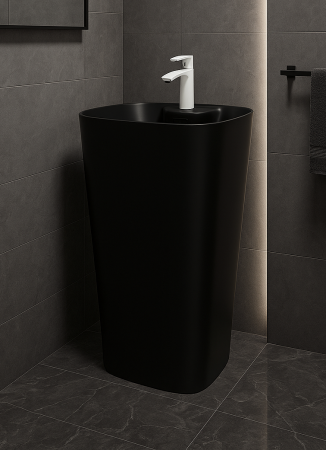 Lavoar stativ freestanding, ceramică sanitară, finisaj negru mat  46 x 38 x 84 cm P3214M5 [1]