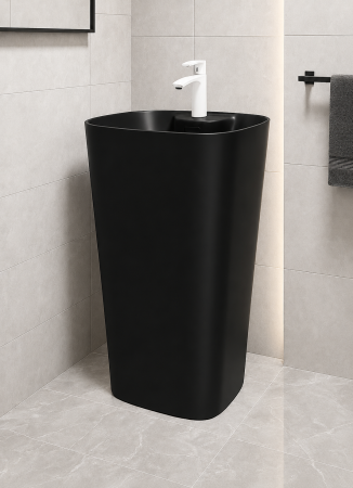 Lavoare - Lavoar stativ freestanding, ceramică sanitară, finisaj negru mat  46 x 38 x 84 cm P3214M5