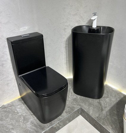Lavoar stativ freestanding, ceramică sanitară, finisaj negru mat  46 x 38 x 84 cm P3214M5 [2]