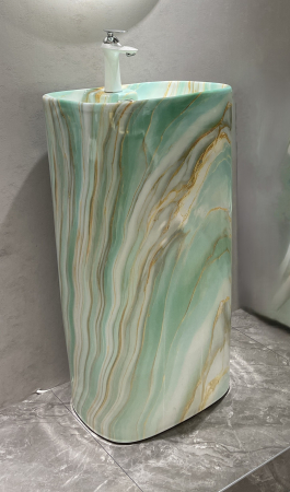 Lavoare - Lavoar stativ freestanding, ceramică sanitară, finisaj verde onix 46 x 38 x 84 cm - P3214CW66