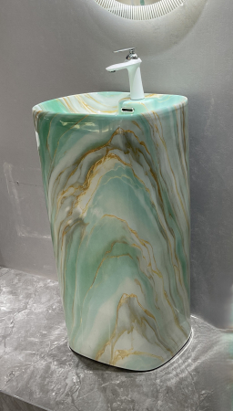 Lavoar stativ freestanding, ceramică sanitară, finisaj verde onix 46 x 38 x 84 cm - P3214CW66 [3]