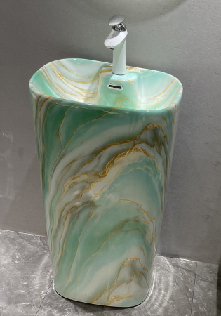 Lavoar stativ freestanding, ceramică sanitară, finisaj verde onix 46 x 38 x 84 cm - P3214CW66 [1]