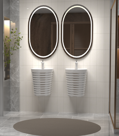 Lavoar suspendat, alb/gri lucios, ceramica sanitara, 40 x 40 x 45 cm, gaura baterie P126WS [1]