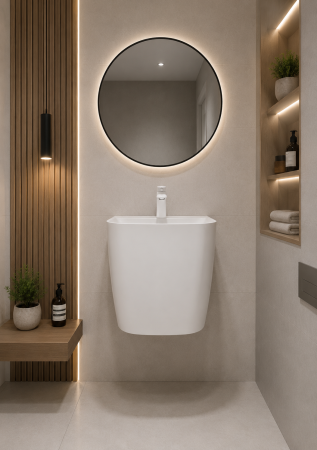 Lavoare - Lavoar suspendat, alb lucios, ceramica sanitara, 40 x 38 adancime x 45 cm, gaura baterie P124