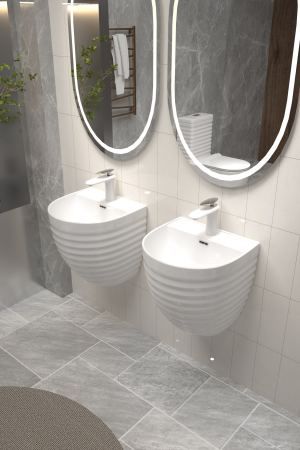 Lavoar suspendat, alb lucios, ceramica sanitara, 42 x 40 x 42 cm P127 [6]
