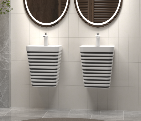 Lavoar suspendat, alb/negru, ceramica sanitara, 40 x 38 x 51 cm P179WB [2]