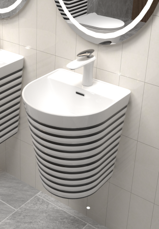 Lavoare - Lavoar suspendat, ceramică sanitară, finisaj alb/negru - 40 × 40 × 45 cm - P126WB