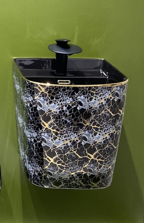 Lavoar suspendat, ceramică sanitară, finisaj albastru-negru cu accente aurii 40 x 38 x 45 cm - P124EBG3 [3]