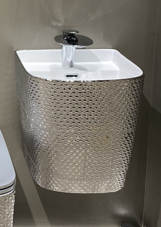 Baie - Lavoar suspendat, ceramică sanitară, finisaj argintiu - 40 × 38 × 45 cm - P124CR6S