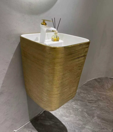 Lavoare - Lavoar suspendat, ceramică sanitară, finisaj auriu 40 x 38 x 48 cm - P131EDG