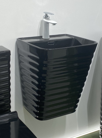 Lavoar suspendat, negru lucios, ceramica sanitara, 40 x 38 x 51 cm P179B [2]