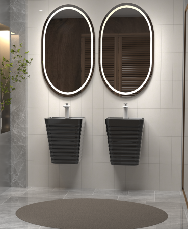 Lavoar suspendat, negru lucios, ceramica sanitara, 40 x 38 x 51 cm P179B [1]