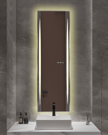 Oglindă baie cu LED și funcție dezaburire 50×150 cm – Touch, 3 culori, ceas digital - 1164 [2]