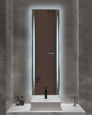 Oglindă baie cu LED și funcție dezaburire 50×150 cm – Touch, 3 culori, ceas digital - 1164 [1]