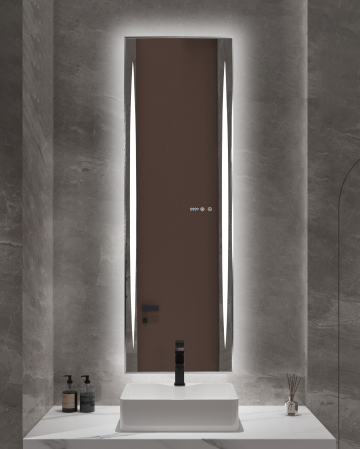 Oglinzi - Oglindă baie cu LED și funcție dezaburire 50×150 cm – Touch, 3 culori, ceas digital - 1164