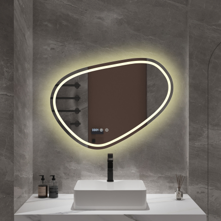 Oglindă baie cu LED și funcție dezaburire 60×80 cm – Touch, 3 culori, ceas digital - 112 [2]