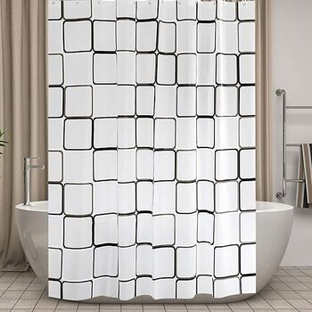 Perdea de duș, impermeabilă, groasă, opaca, sistem de prindere cu carlige 180 x 180 cm [0]