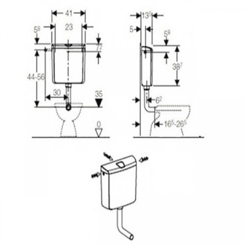 Rezervor WC cu montare pe perete Geberit AP 110, 6-9 l, alb [1]