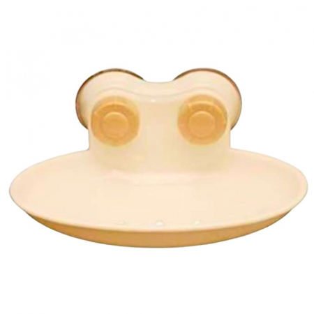 Accesorii lavoar - Savoniera plastic, cu ventuze, crem, 15 x 11 cm