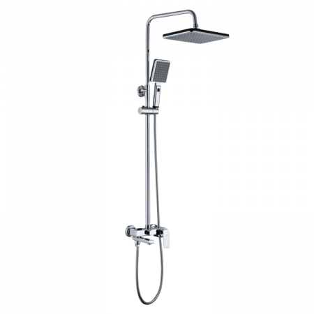 Baterii baie - Set 2 in 1 Lefeda baterie perete dus, cu set bara dus cu suport culisant, dus fix si para dus mobila, alama, crom 41035