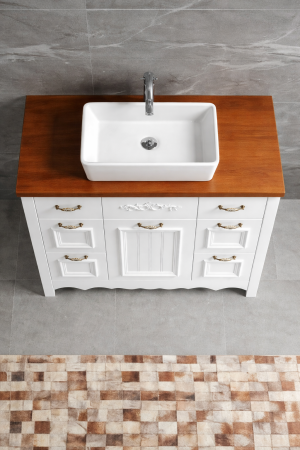 Set Mobilier Baie  100 cm din PVC cu Lavoar Ceramic și Oglindă LED - 2902 [2]