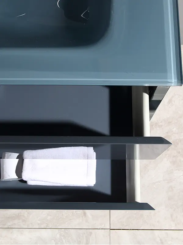 Set Mobilier Baie 80 cm Antracit – cu lavoar din sticla si Oglinda LED GGS24 [4]