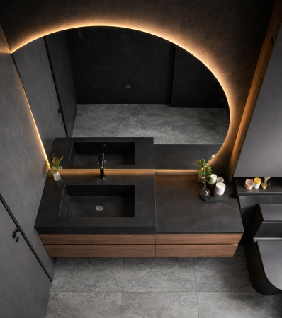 Set mobilier baie suspendat 120 cm cu lavoar ceramic și oglindă LED - 2864 [1]