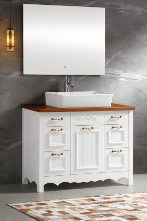 Mobilier - Set Mobilier Baie Suspendat 100 cm din PVC cu Lavoar Ceramic și Oglindă LED - 2902